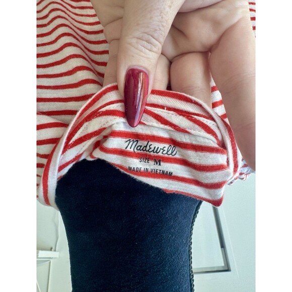 Madewell Red White Stripe Pocket Front Sleeveless Tank Size Medium - Picture 5 of 6